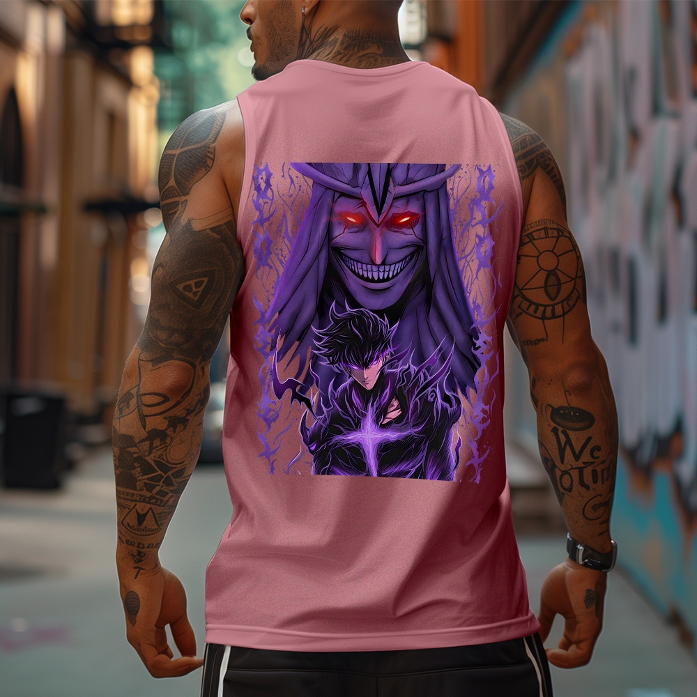 Oversized Anime Print Gym Tank Top-AnimeClothe