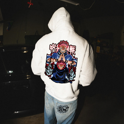 Oversized Unisex Jujutsu Kaisen Anime Print Hoodie-AnimeClothe