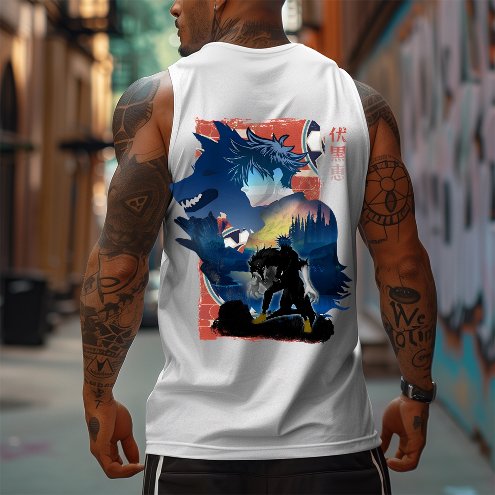 Oversized Anime Print Gym Tank Top-AnimeClothe