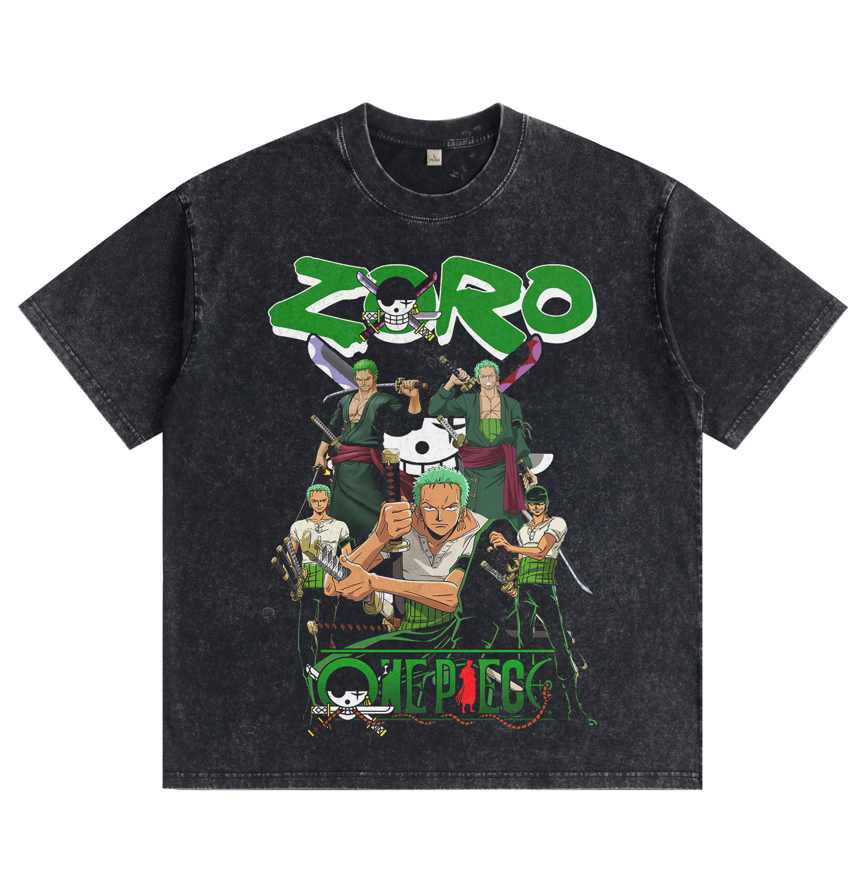 One Piece Zoro Distressed Washed T-Shirt