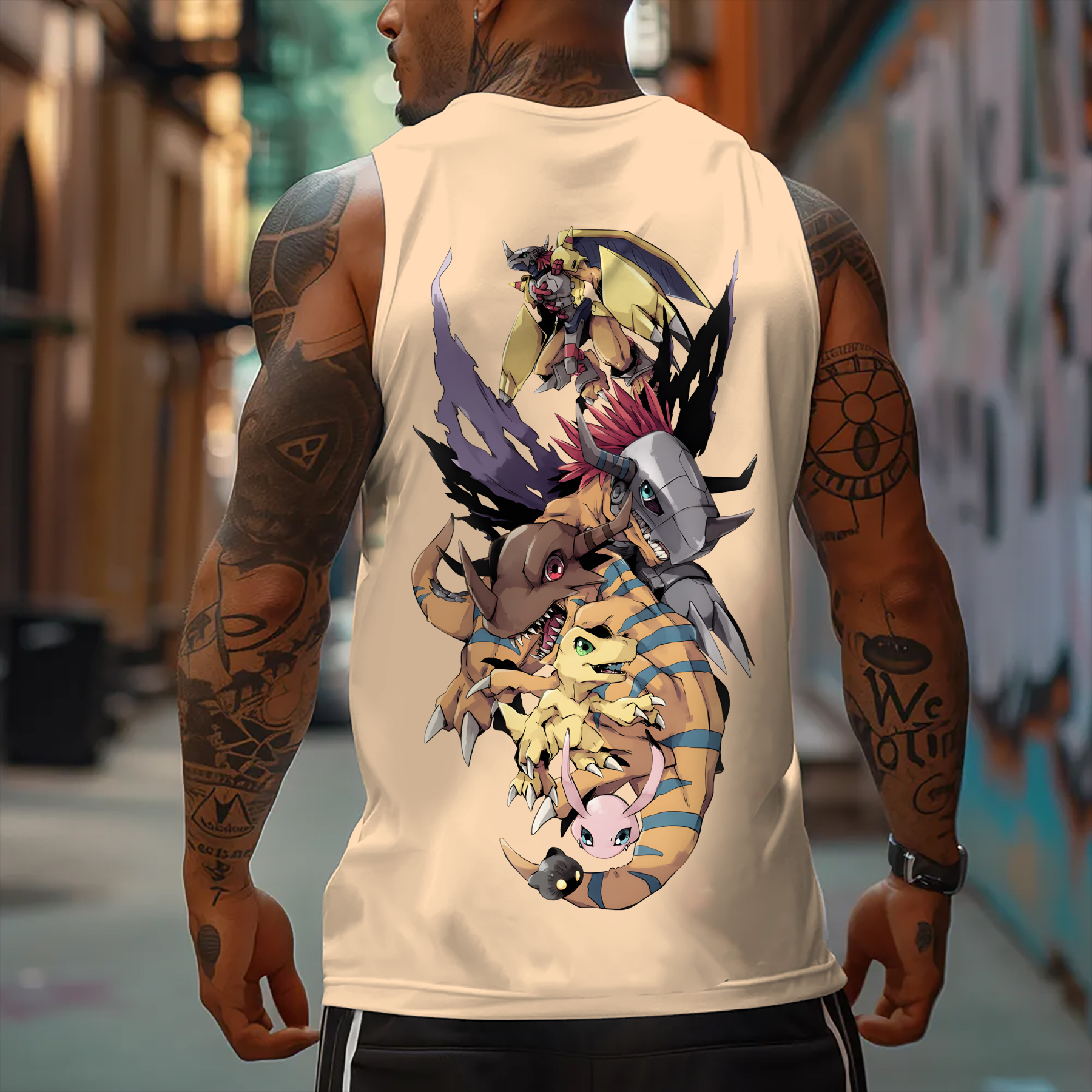 Oversized Anime Print Gym Tank Top