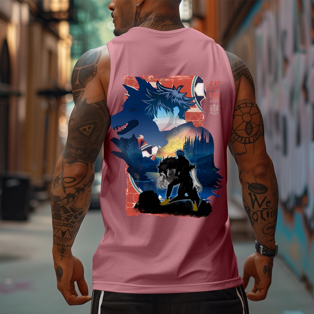 Oversized Anime Print Gym Tank Top-AnimeClothe