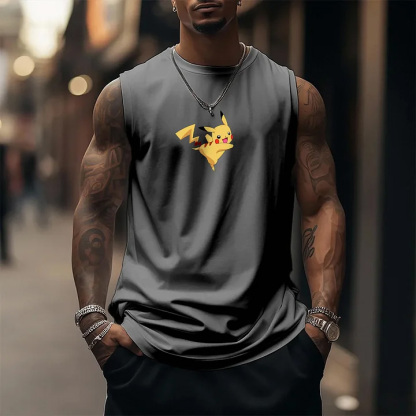 Oversized Anime Print Gym Tank Top