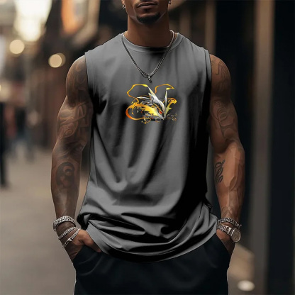 Oversized Anime Print Gym Tank Top