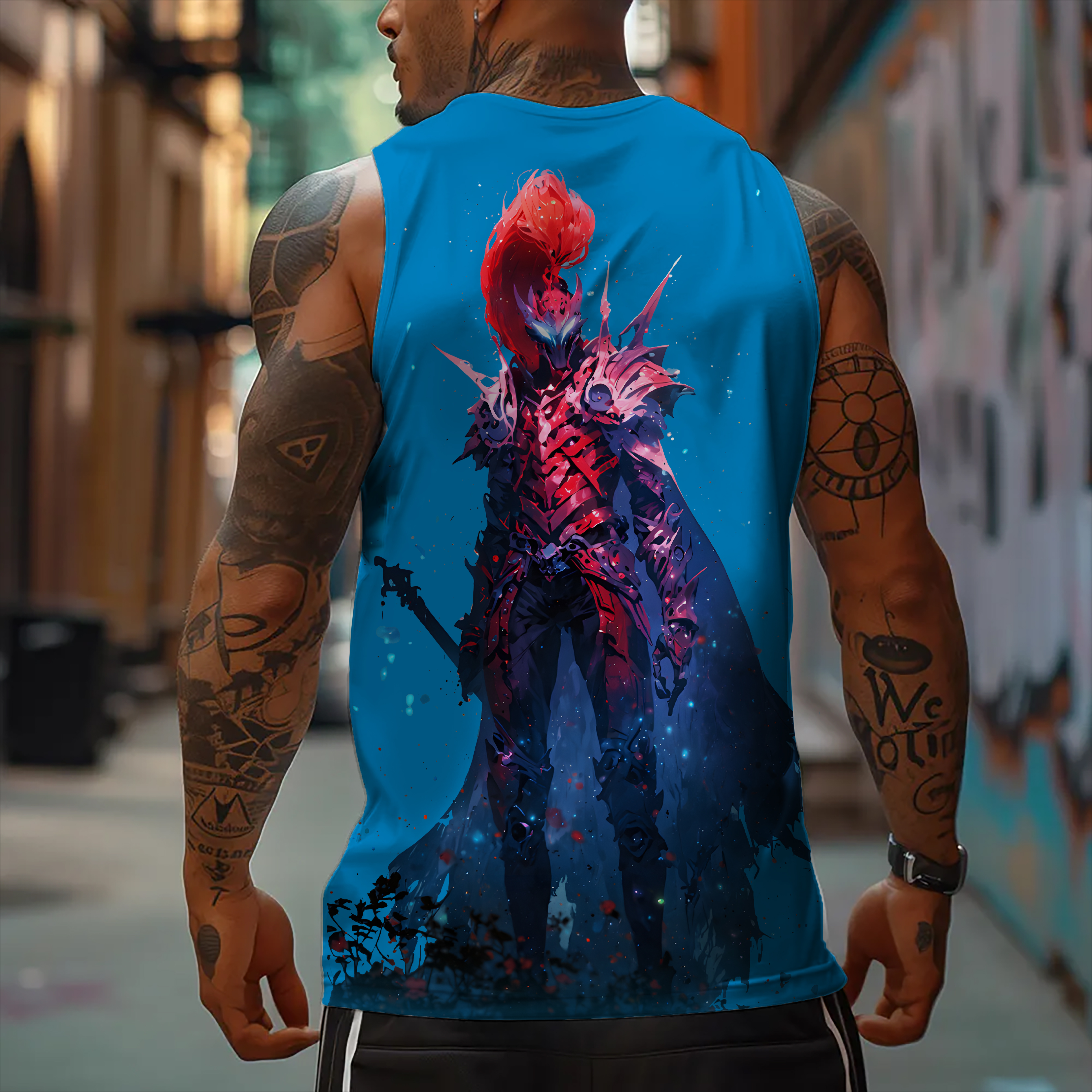 Oversized Anime Print Gym Tank Top-AnimeClothe