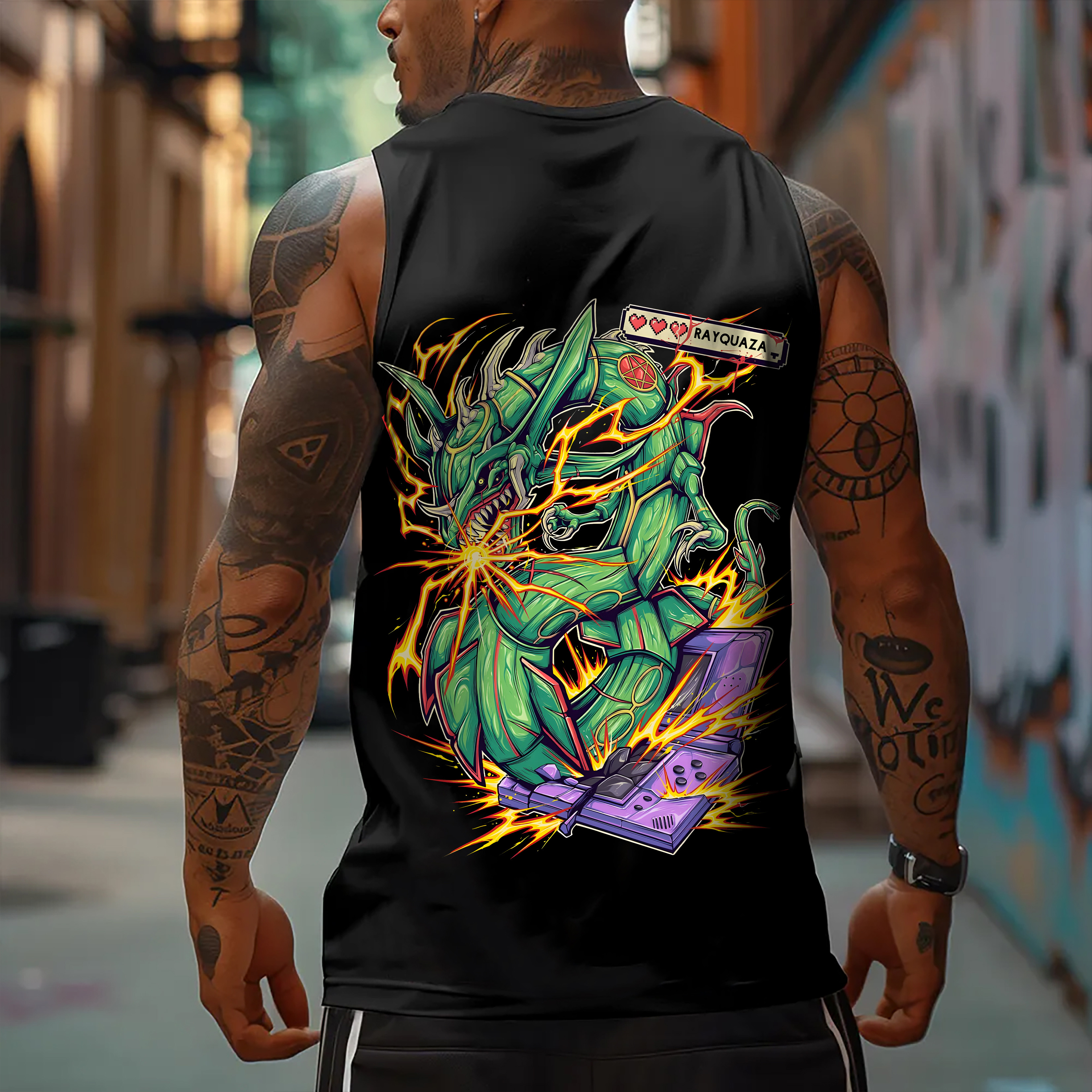 Oversized Anime Print Gym Tank Top