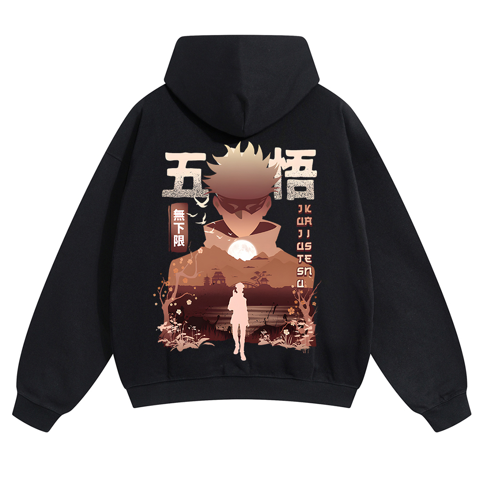  Oversized Unisex Anime Gojo Satoru Print Hoodie-AnimeClothe