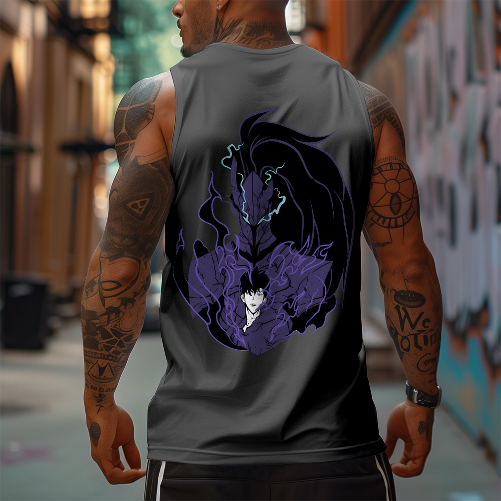 Oversized Anime Print Gym Tank Top-AnimeClothe