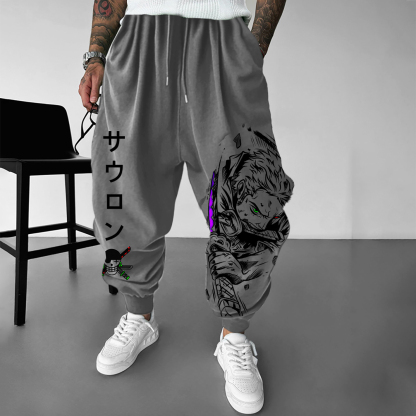 Unisex Anime Graphic Print Oversized Harem Pants-AnimeClothe