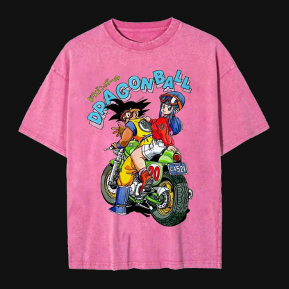 Unisex Anime Graphic Streetwear Vintage Washed T-shirt