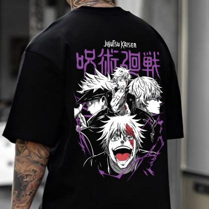 Oversized Unisex Gojo Satoru Anime Print T-Shirt-AnimeClothe