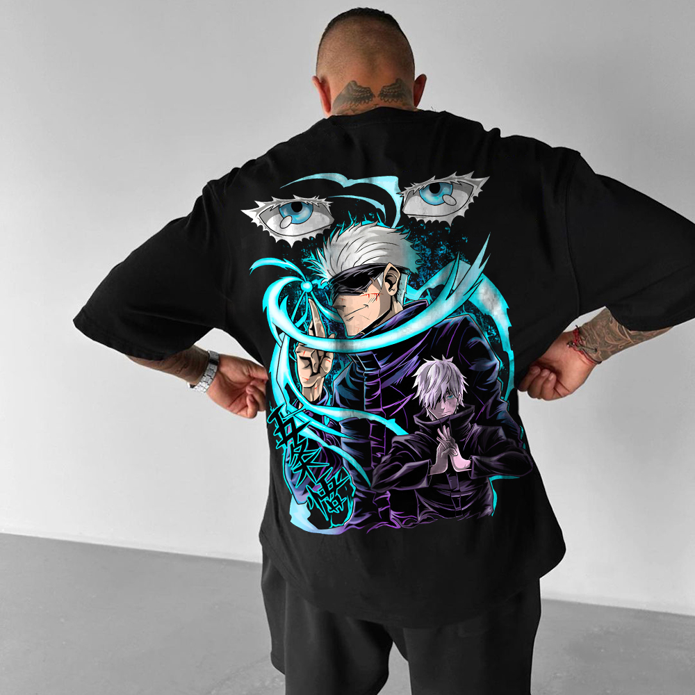 Oversized Unisex Anime Gojo Satoru Print Hoodie-AnimeClothe