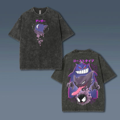 Unisex  Anime Style Vintage Washed T-Shirt-AnimeClothe