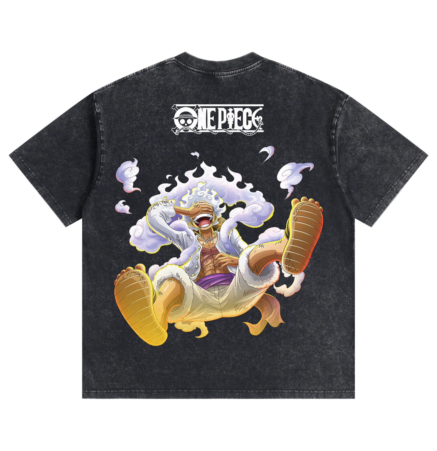 One Piece Luffy Gear 5 Distressed Washed T-Shirt