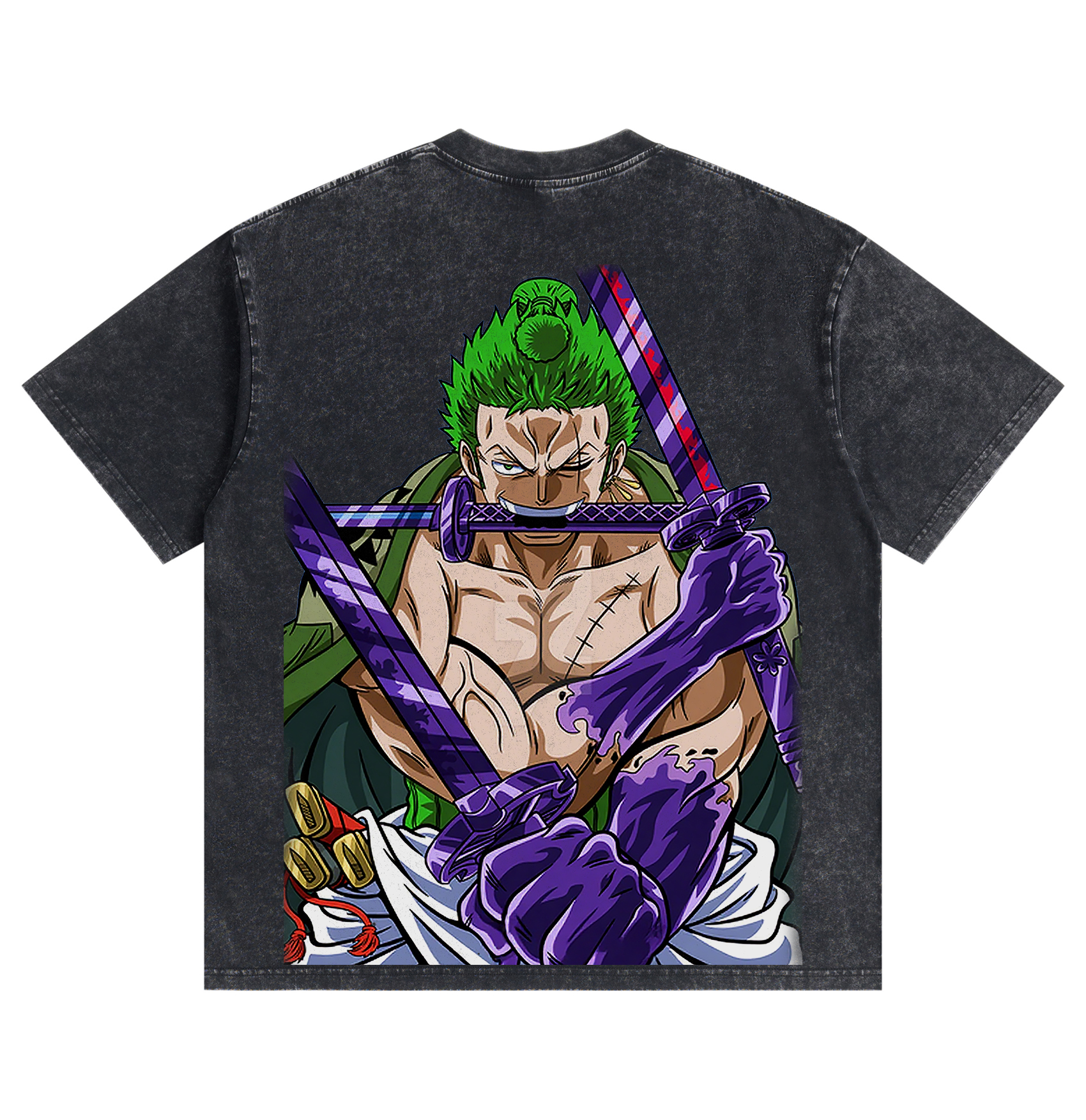 One Piece Zoro Distressed Washed T-Shirt