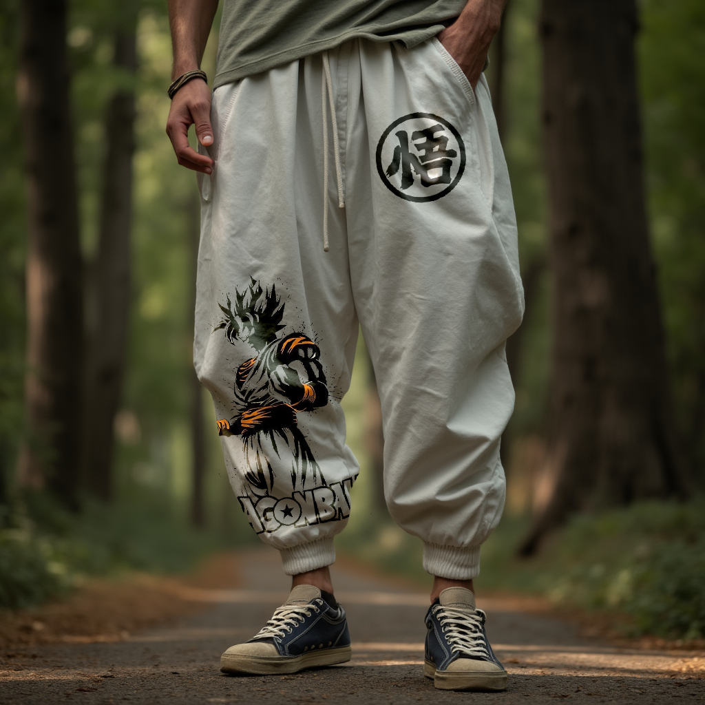 Printed Tapered Casual Pants-AnimeClothe