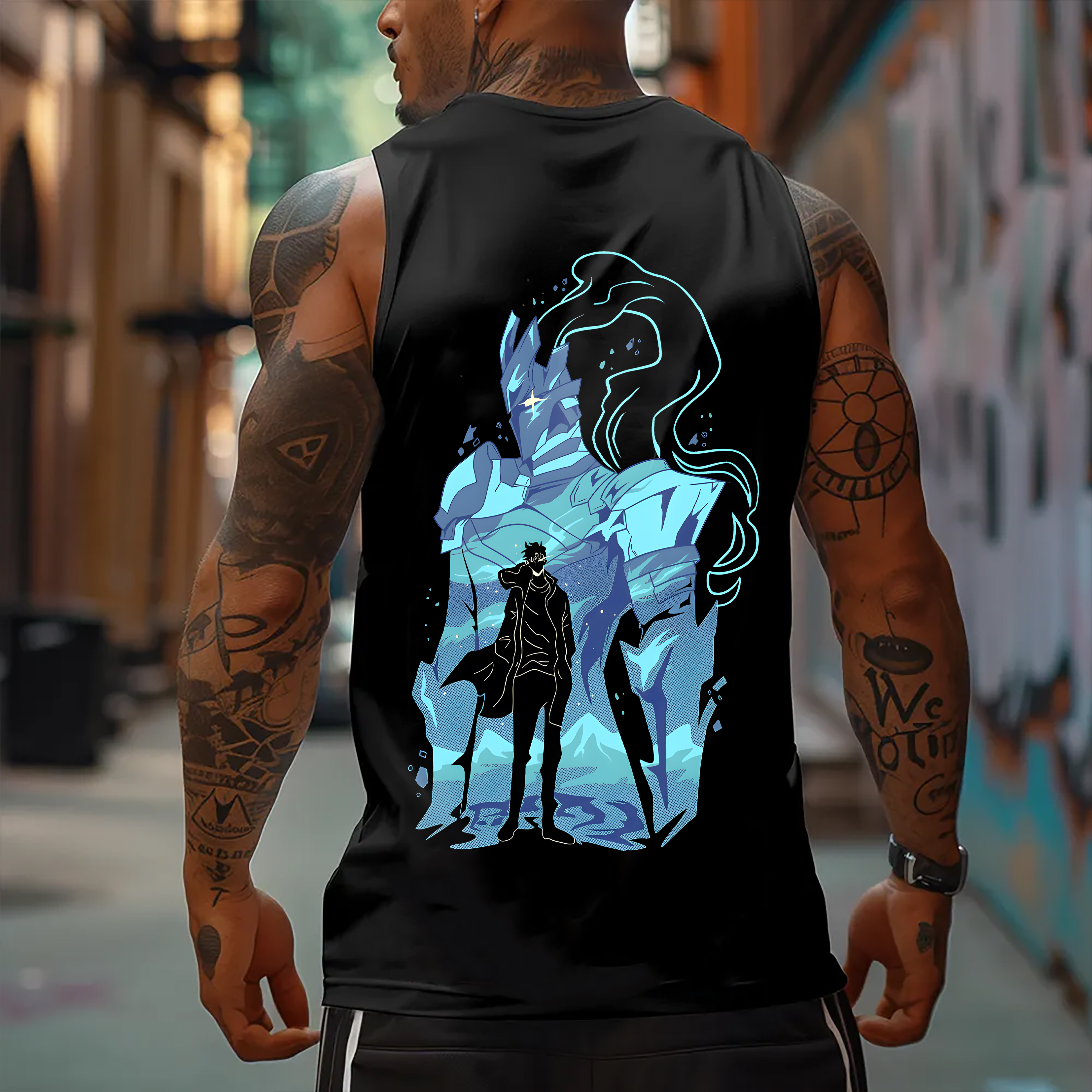 Solo Leveling Igris Oversized Anime Print Gym Tank Top-AnimeClothe