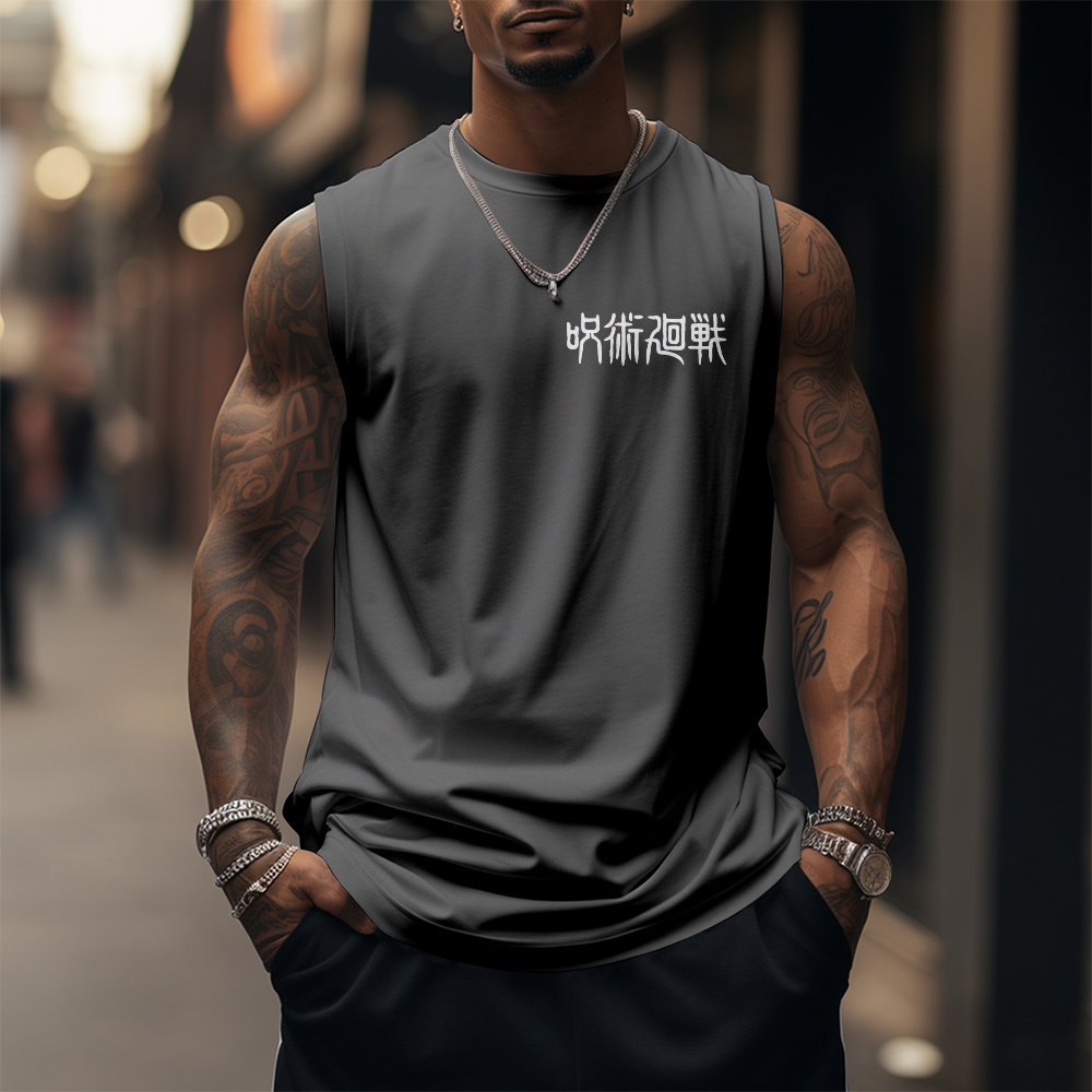 Oversized Anime Print Gym Tank Top-AnimeClothe
