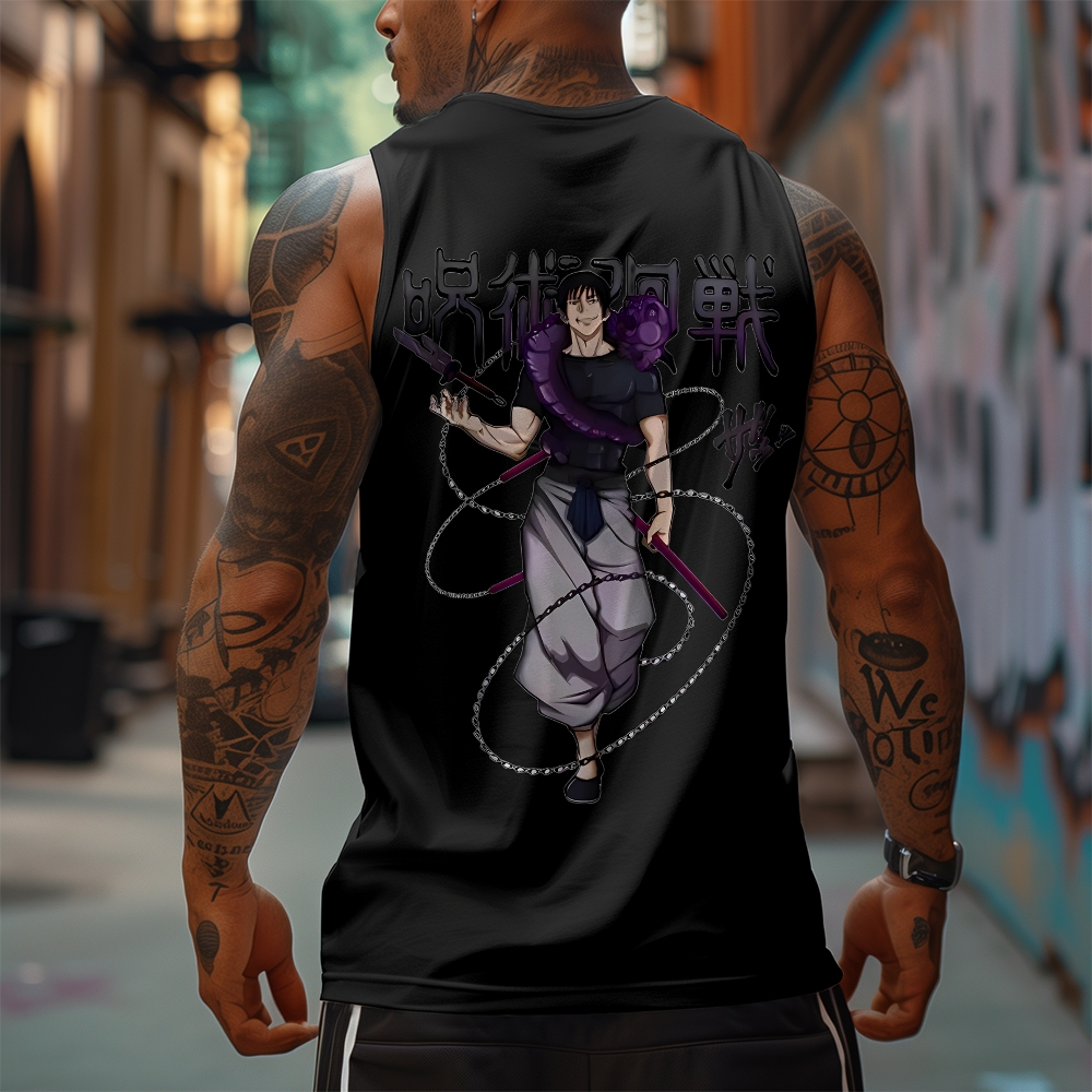 Oversized Anime Print Gym Tank Top-AnimeClothe