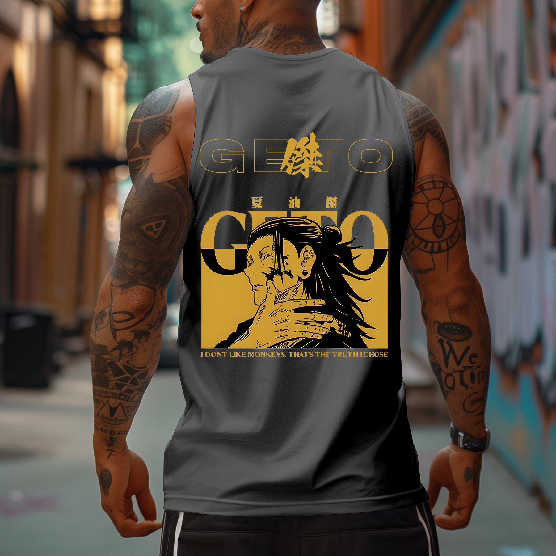 Oversized Anime Print Tank Top-AnimeClothe