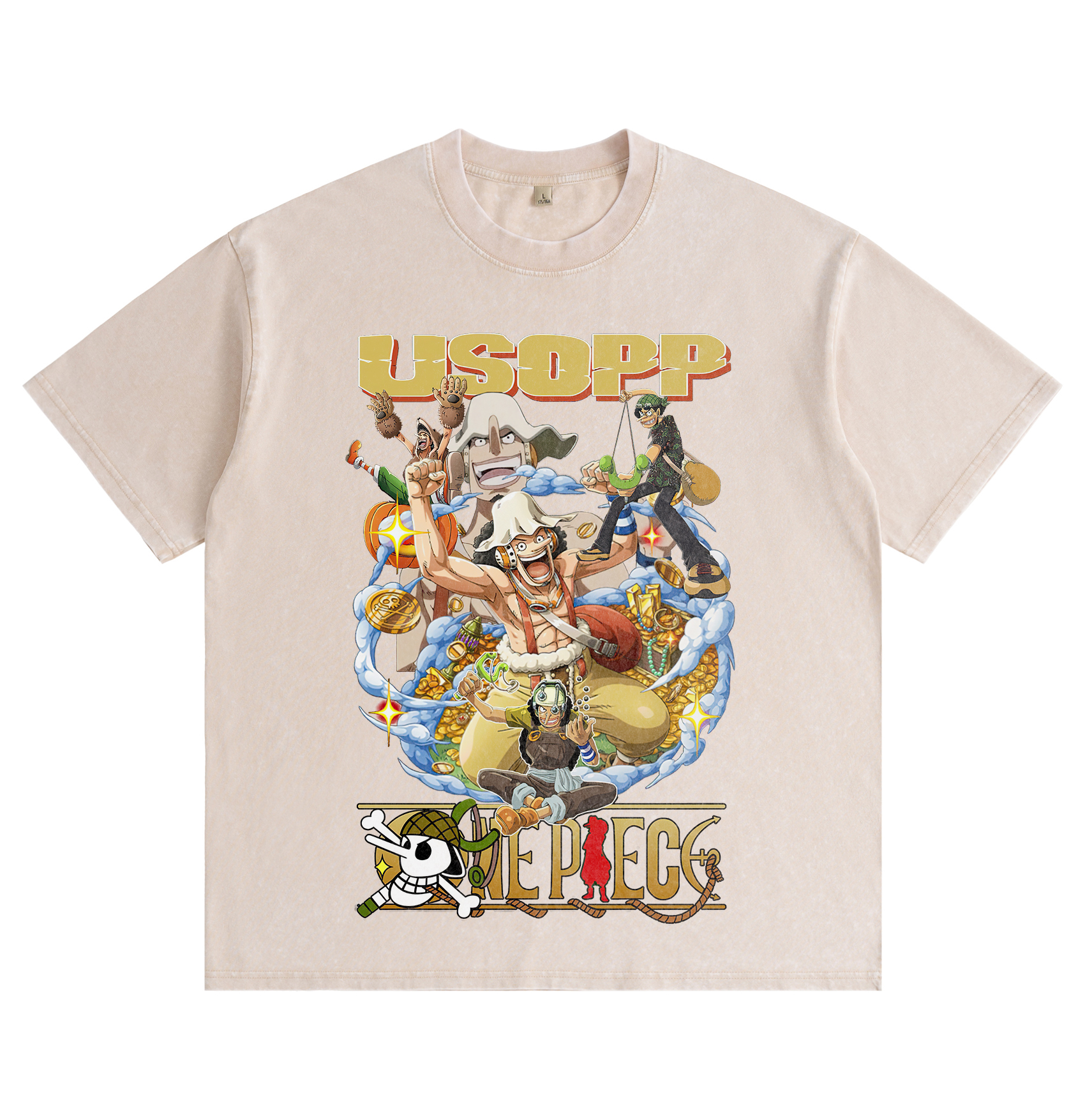 One Piece Usopp Distressed Washed T-Shirt