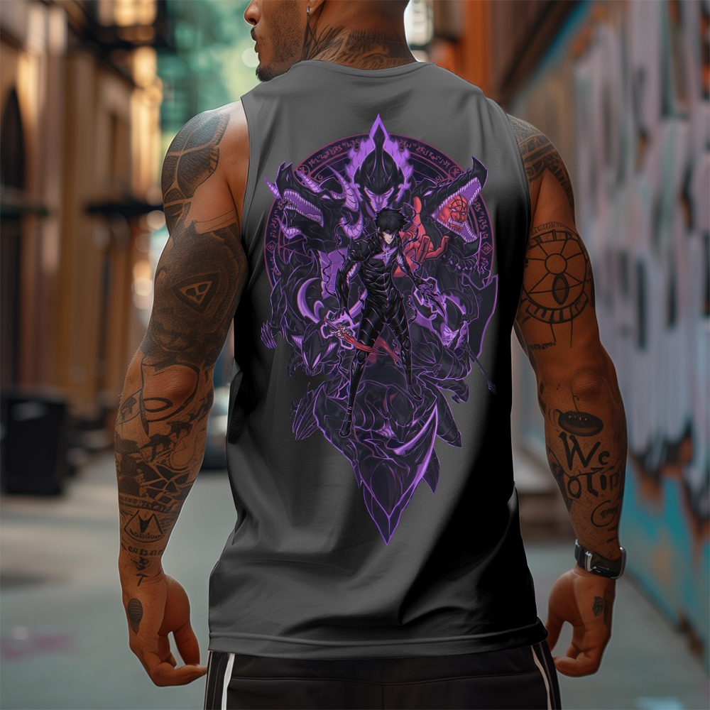 Oversized Anime Print Gym Tank Top-AnimeClothe