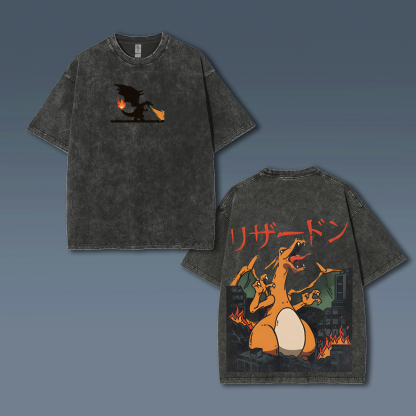 Unisex  Anime Style Vintage Washed T-Shirt-AnimeClothe