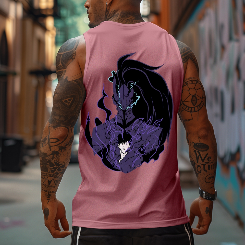 Oversized Anime Print Gym Tank Top-AnimeClothe