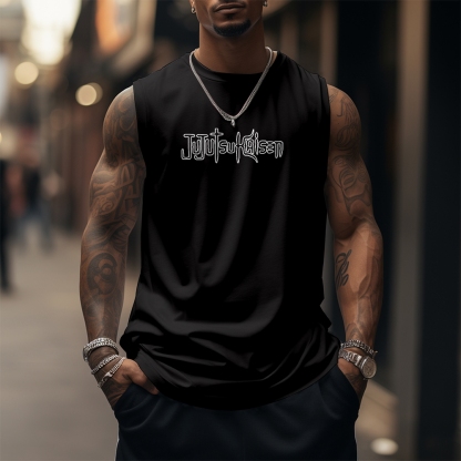 Oversized Anime Print Gym Tank Top-AnimeClothe
