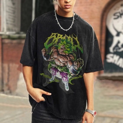 Unisex Anime Graphic Streetwear Vintage Washed T-shirt