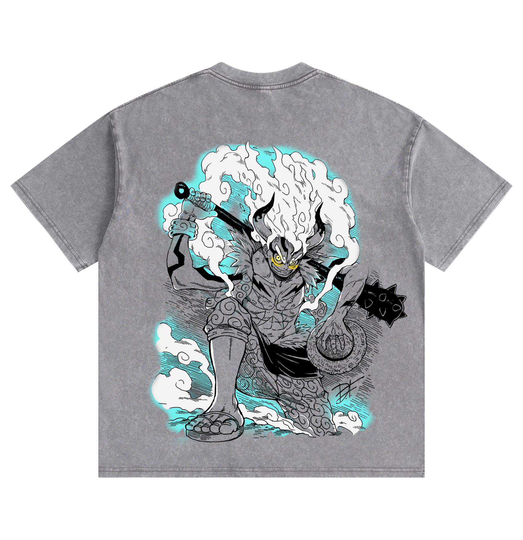 One Piece Luffy Gear 5 Distressed Washed T-Shirt