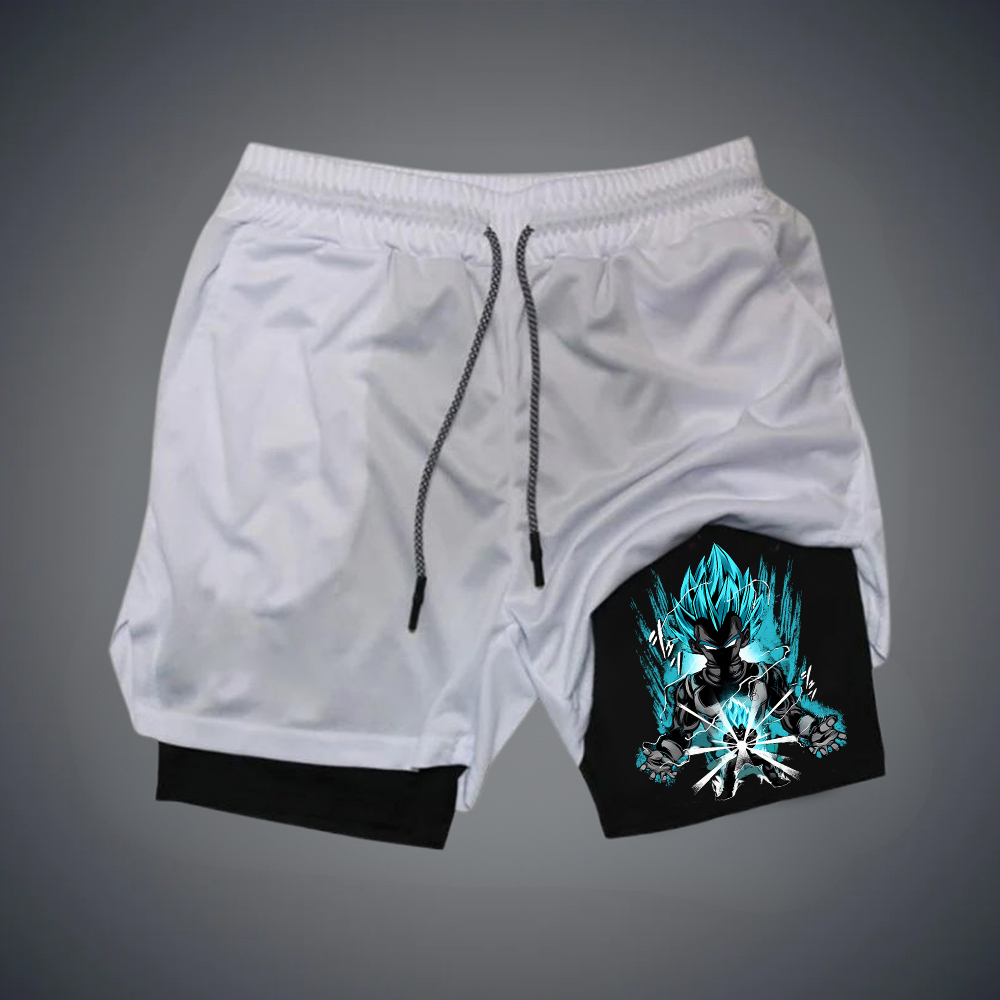 Men's Dragon Ball Anime Print Double Layer Gym Shorts