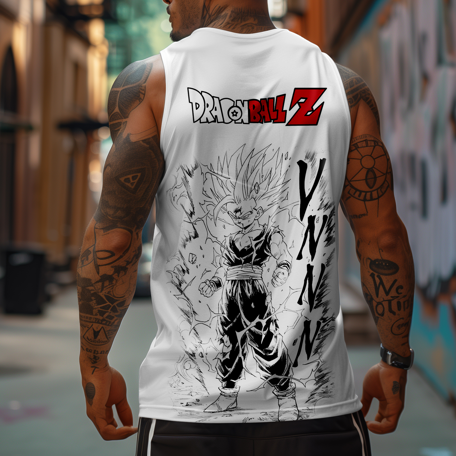 Unisex Oversized Angry Anime Print Tank Top-AnimeClothe