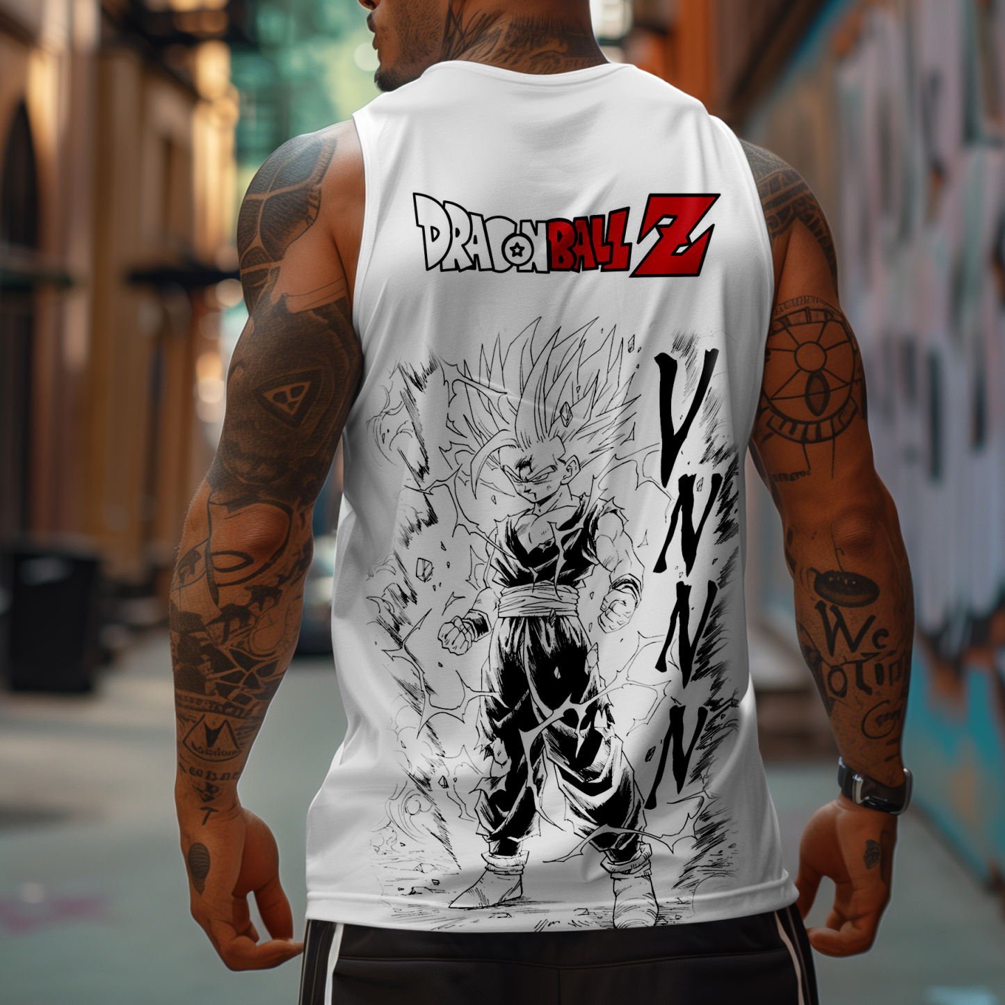 Unisex Oversized Angry Anime Print Tank Top-AnimeClothe