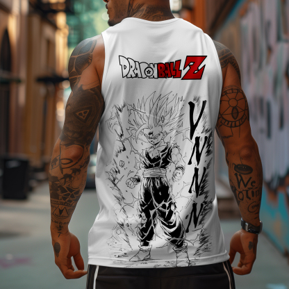 Unisex Oversized Angry Anime Print Tank Top-AnimeClothe