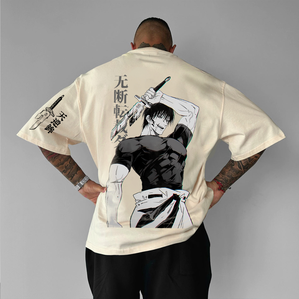 Oversized Unisex Anime Jujutsu Kaisen Print T-Shirt-AnimeClothe