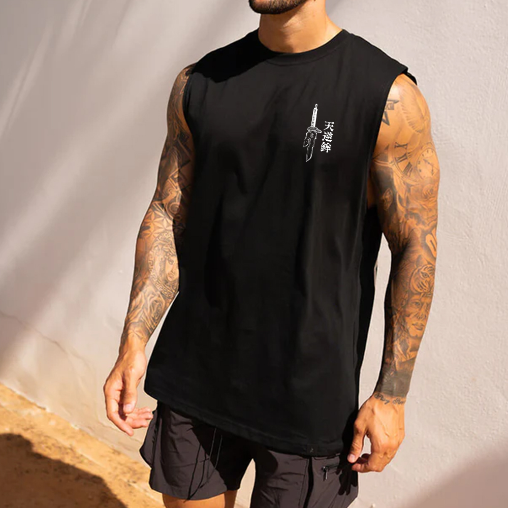 Men's Casual Anime Printed Fitness Tank Top-AnimeClothe