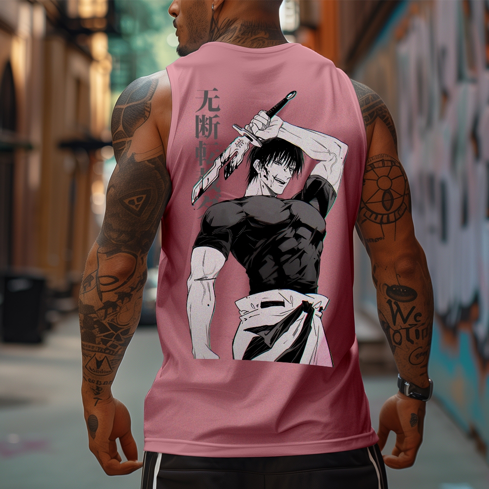 Oversized Anime Print Gym Tank Top-AnimeClothe