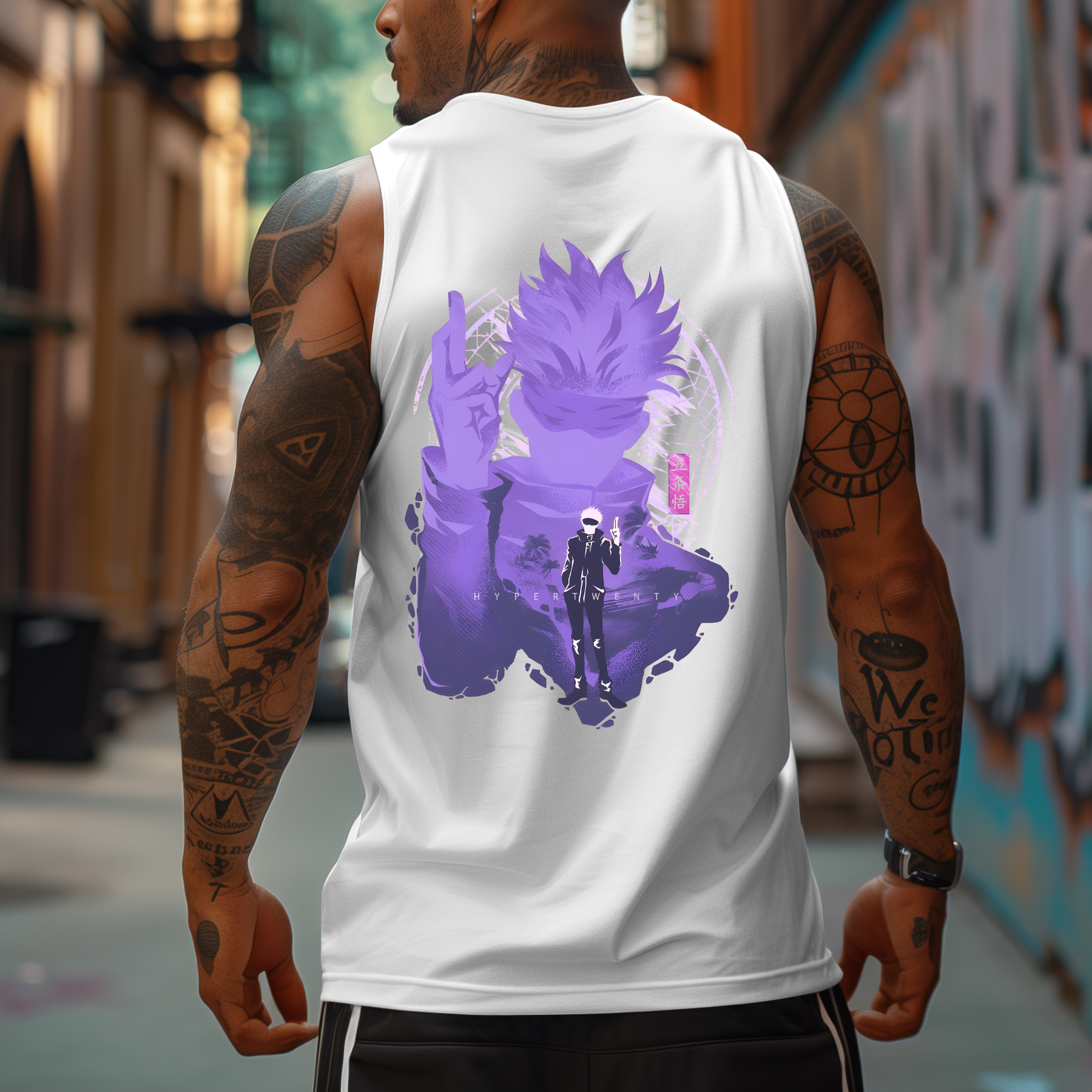 Oversized Anime Print Sports Tank Top-AnimeClothe