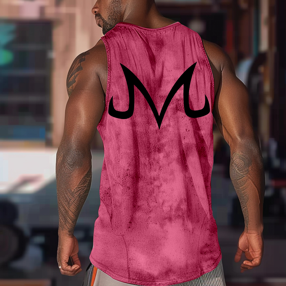 Oversized Simple Letter Anime Print Tank Top-AnimeClothe