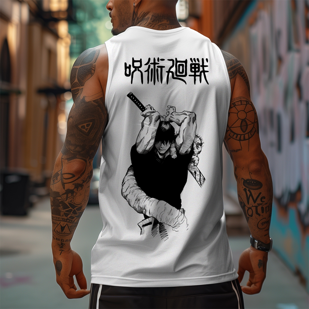 Oversized Anime Print Gym Tank Top-AnimeClothe