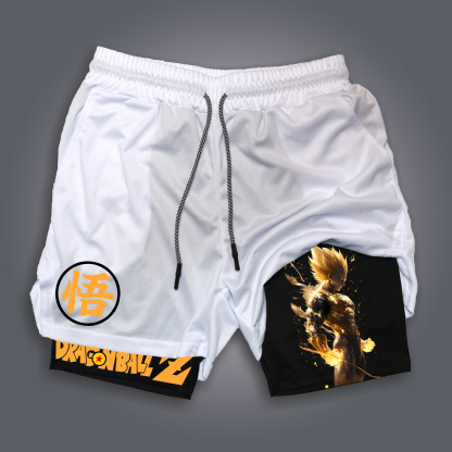 Unisex Anime Print Drawstring Double Layer Shorts-AnimeClothe