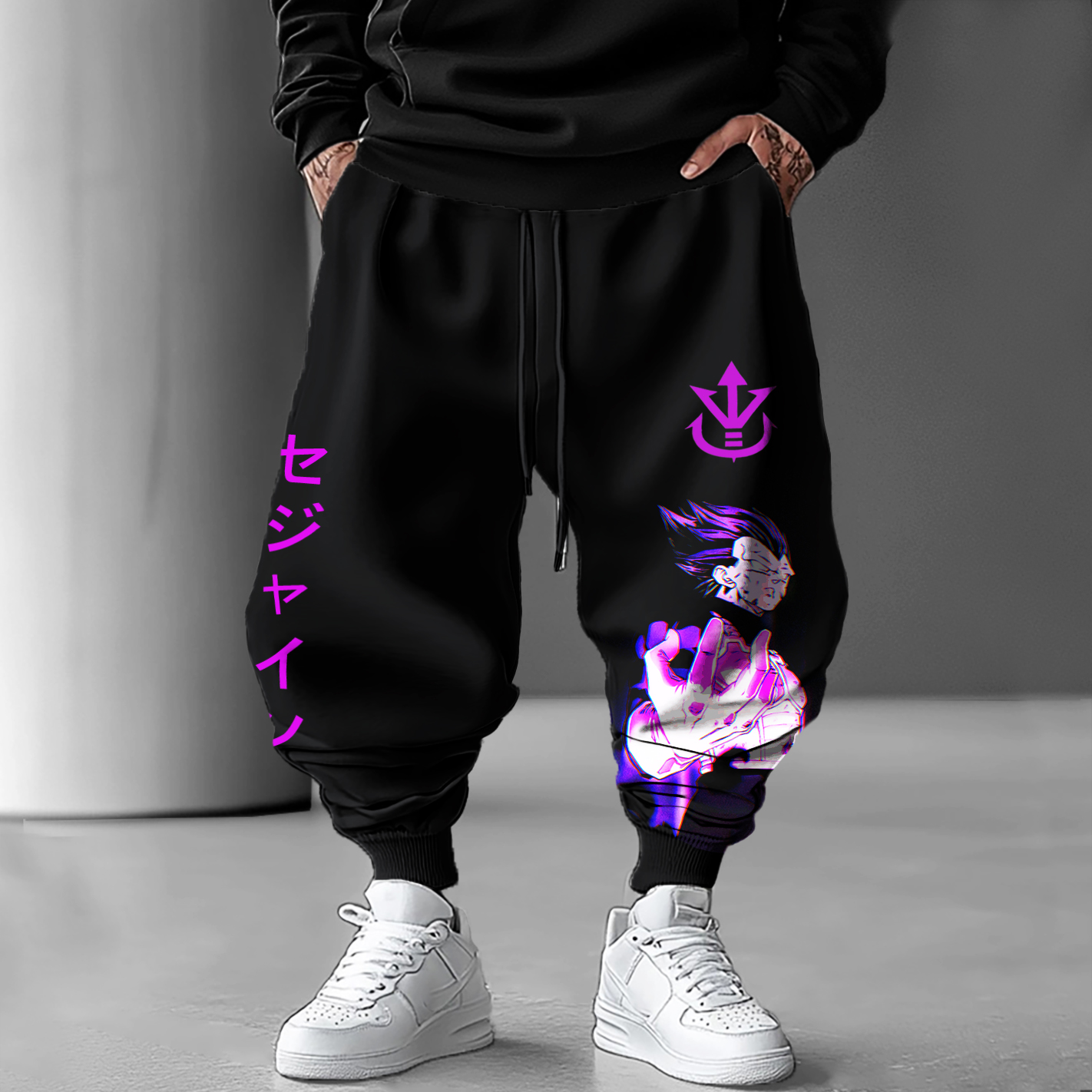 Unisex Anime Print Loose Casual Harem Pants-AnimeClothe