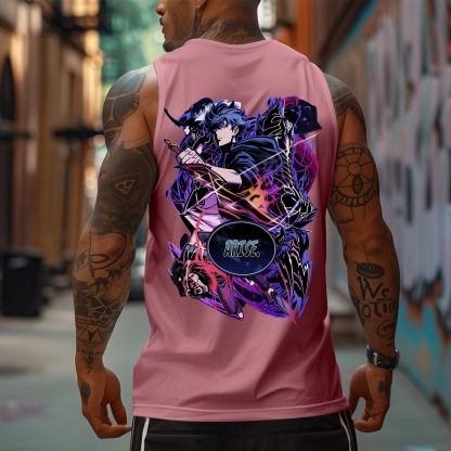 Oversized Anime Print Gym Tank Top-AnimeClothe