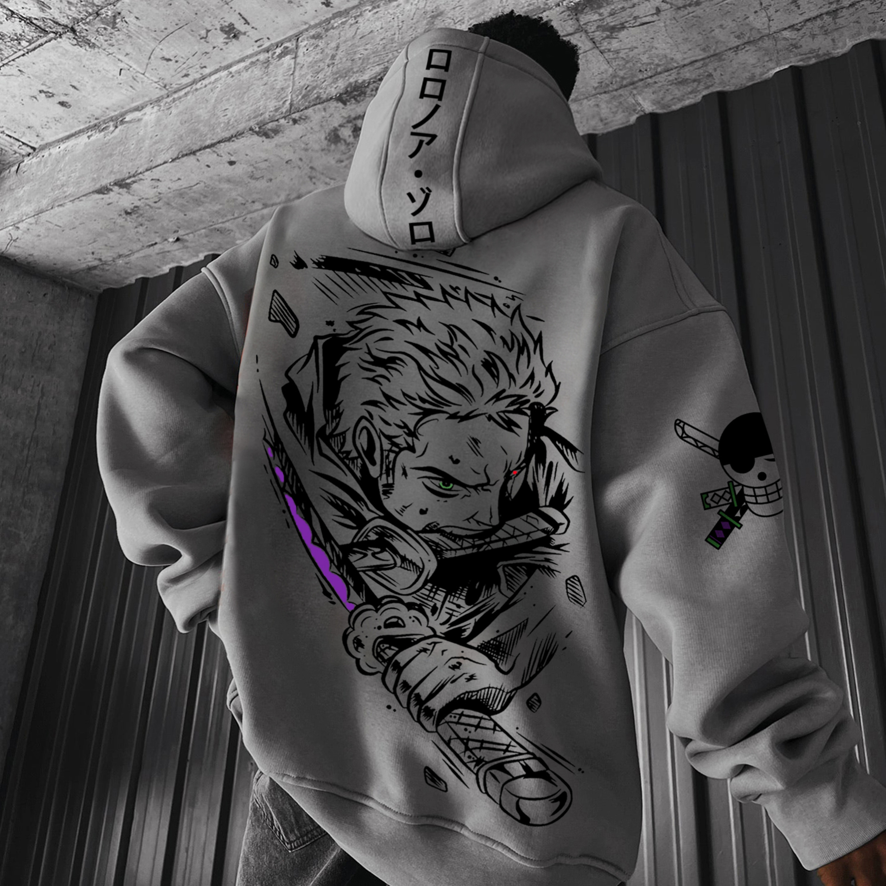 Unisex Oversized Anime Print Hoodie