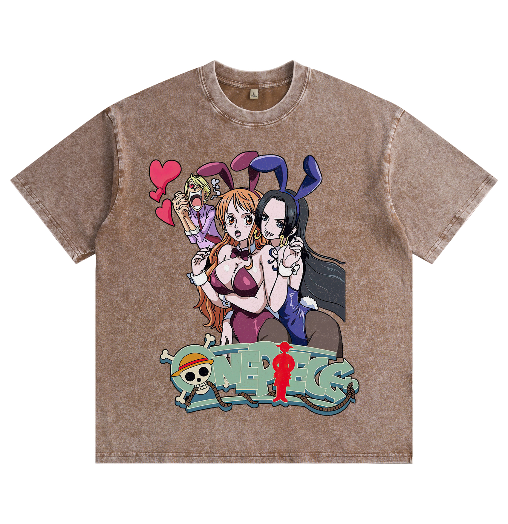 One Piece Nami and Robin washed T-shirt