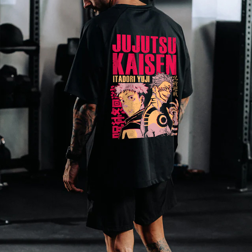 Oversized Unisex Jujutsu Kaisen Anime Print T-Shirt-AnimeClothe