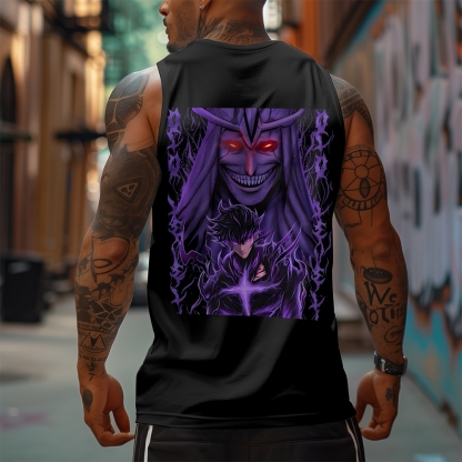 Oversized Anime Print Gym Tank Top-AnimeClothe