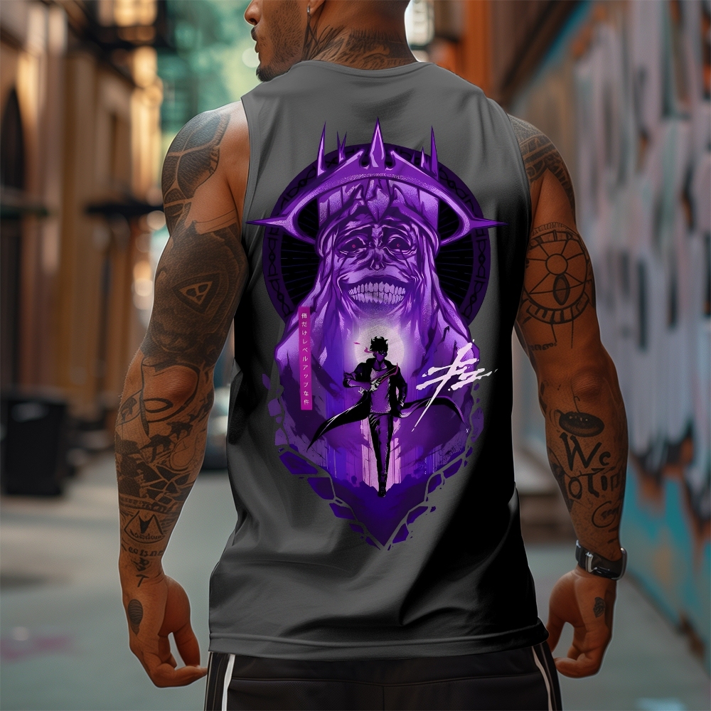 Oversized Anime Print Gym Tank Top-AnimeClothe