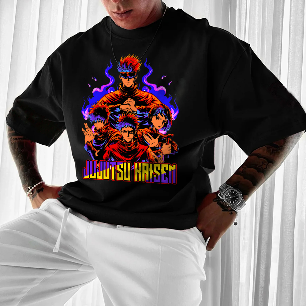 Oversized Unisex Anime Jujutsu Kaisen Print T-Shirt-AnimeClothe